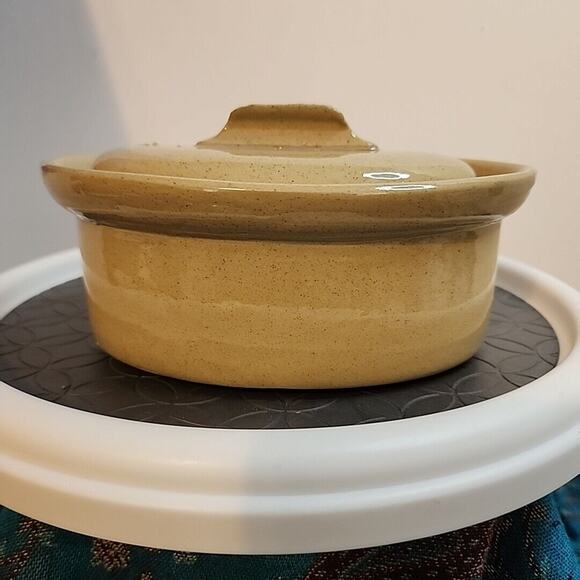 Vtg BT Pearsons of Chesterfield Glazed Stoneware Dish Pot with Lid 1 Pt England - Picture 1 of 10